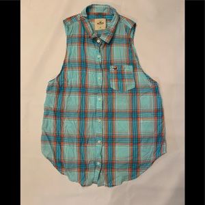 Hollister California Sleeveless Plaid Shirt Top